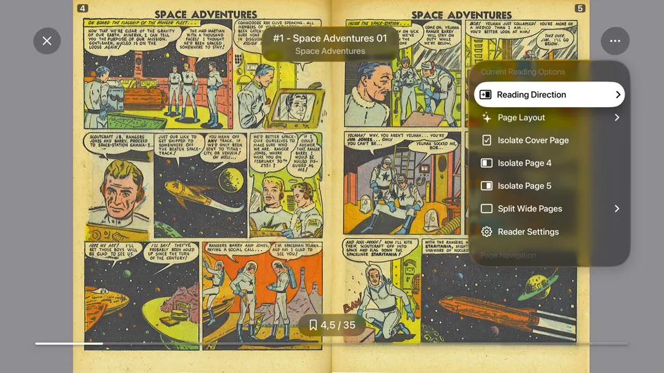 KMReader on Apple TV: Comic reader with the page grid open